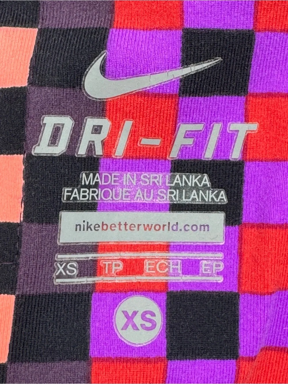 Nike Dri Fit Legendary Geometric Stripe Leggings Purple Multi XS Running Workout